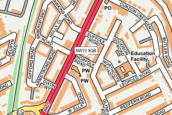 NW10 9QB map - OS OpenMap – Local (Ordnance Survey)
