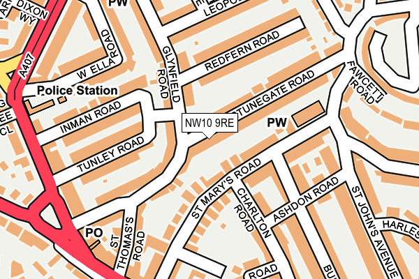 NW10 9RE map - OS OpenMap – Local (Ordnance Survey)