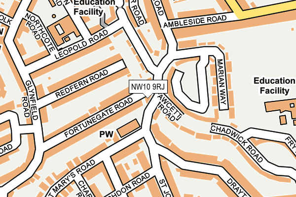 NW10 9RJ map - OS OpenMap – Local (Ordnance Survey)