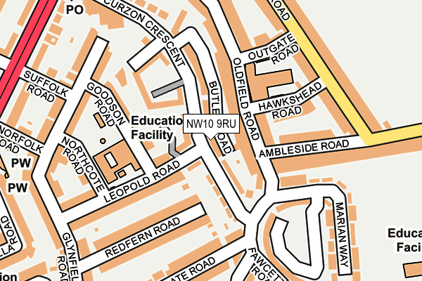 NW10 9RU map - OS OpenMap – Local (Ordnance Survey)