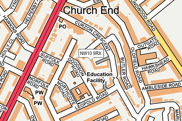 NW10 9RX map - OS OpenMap – Local (Ordnance Survey)