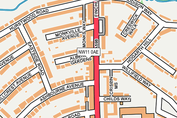 NW11 0AE map - OS OpenMap – Local (Ordnance Survey)