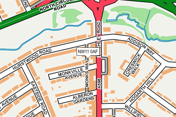 NW11 0AF map - OS OpenMap – Local (Ordnance Survey)