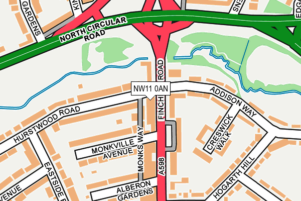 NW11 0AN map - OS OpenMap – Local (Ordnance Survey)