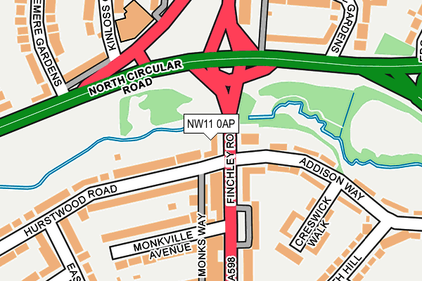 NW11 0AP map - OS OpenMap – Local (Ordnance Survey)