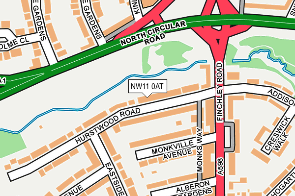 NW11 0AT map - OS OpenMap – Local (Ordnance Survey)