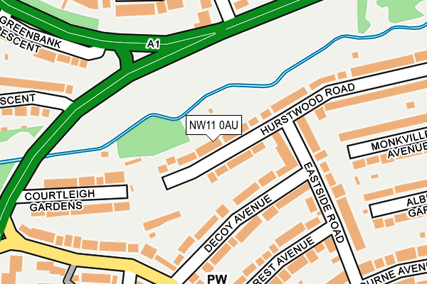 NW11 0AU map - OS OpenMap – Local (Ordnance Survey)