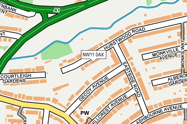 NW11 0AX map - OS OpenMap – Local (Ordnance Survey)