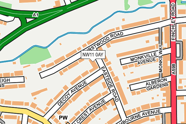 NW11 0AY map - OS OpenMap – Local (Ordnance Survey)