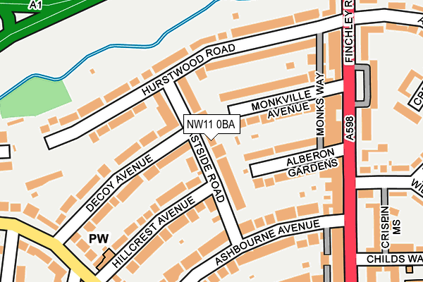 NW11 0BA map - OS OpenMap – Local (Ordnance Survey)