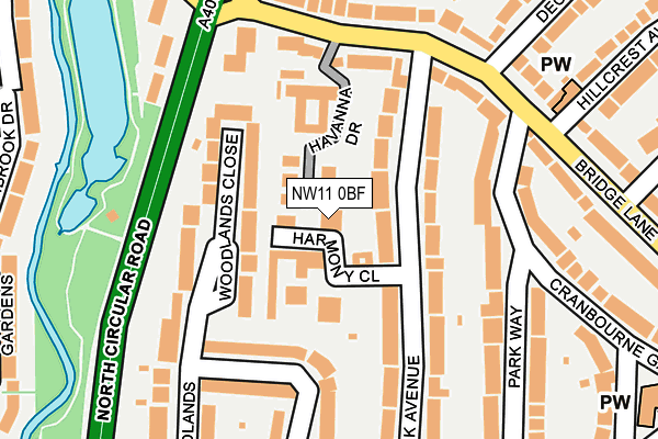 NW11 0BF map - OS OpenMap – Local (Ordnance Survey)