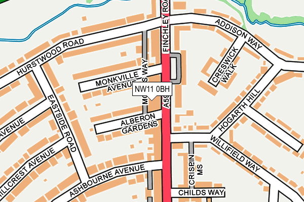 NW11 0BH map - OS OpenMap – Local (Ordnance Survey)