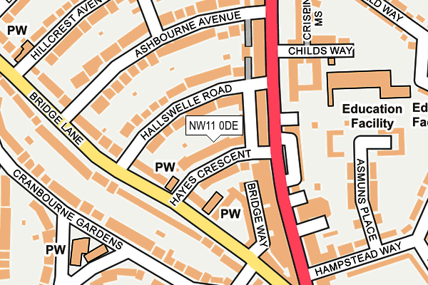 NW11 0DE map - OS OpenMap – Local (Ordnance Survey)