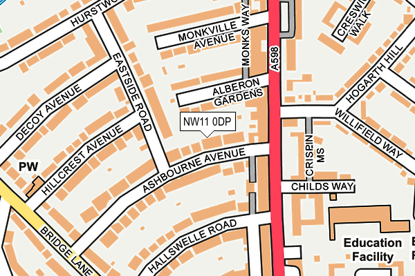 NW11 0DP map - OS OpenMap – Local (Ordnance Survey)