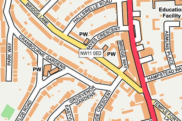NW11 0ED map - OS OpenMap – Local (Ordnance Survey)