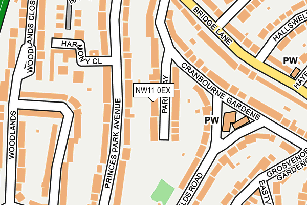 NW11 0EX map - OS OpenMap – Local (Ordnance Survey)