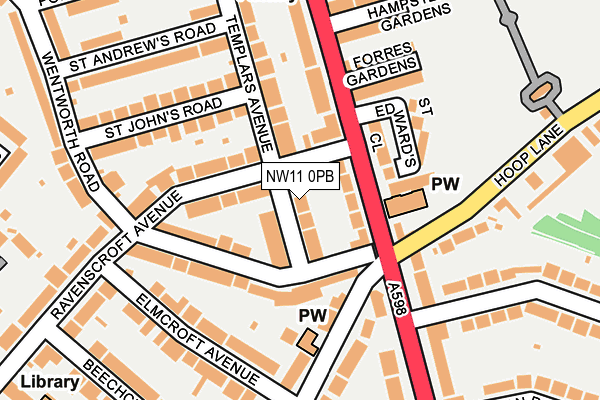 NW11 0PB map - OS OpenMap – Local (Ordnance Survey)