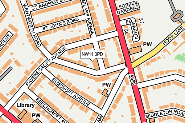 NW11 0PD map - OS OpenMap – Local (Ordnance Survey)