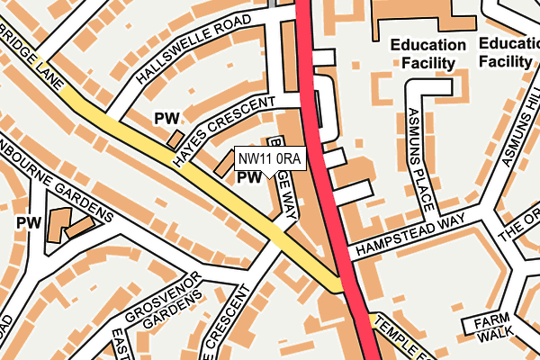 NW11 0RA map - OS OpenMap – Local (Ordnance Survey)