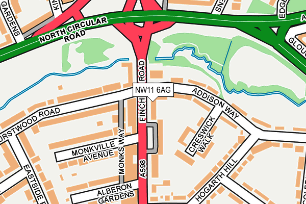 NW11 6AG map - OS OpenMap – Local (Ordnance Survey)