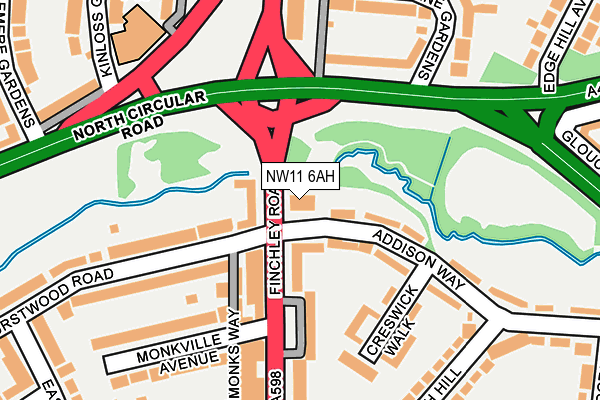 NW11 6AH map - OS OpenMap – Local (Ordnance Survey)
