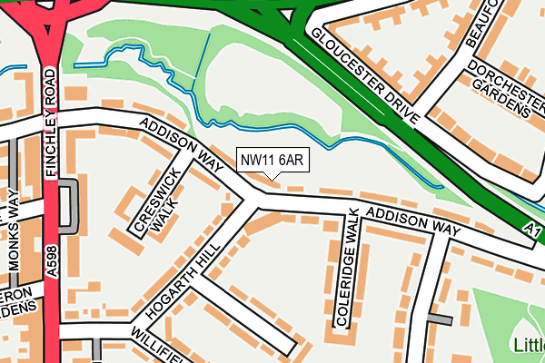NW11 6AR map - OS OpenMap – Local (Ordnance Survey)