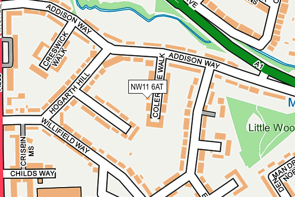 NW11 6AT map - OS OpenMap – Local (Ordnance Survey)