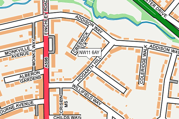 NW11 6AY map - OS OpenMap – Local (Ordnance Survey)