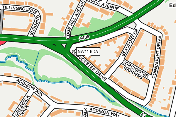 NW11 6DA map - OS OpenMap – Local (Ordnance Survey)