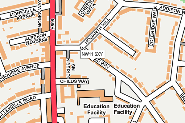 NW11 6XY map - OS OpenMap – Local (Ordnance Survey)