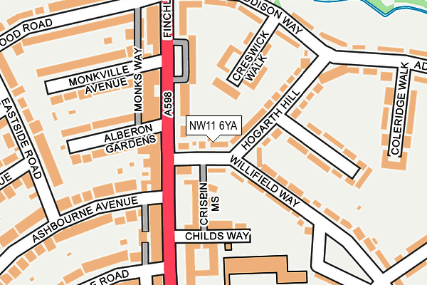 NW11 6YA map - OS OpenMap – Local (Ordnance Survey)