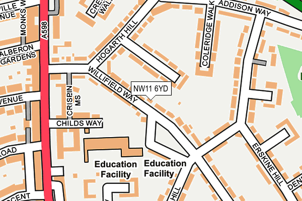 NW11 6YD map - OS OpenMap – Local (Ordnance Survey)