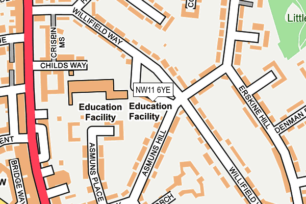 NW11 6YE map - OS OpenMap – Local (Ordnance Survey)