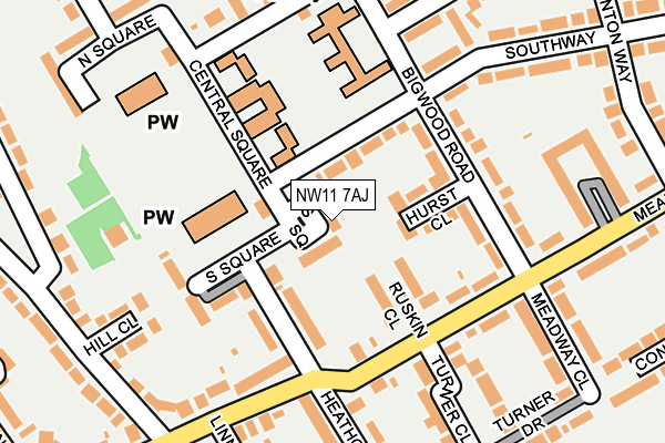 NW11 7AJ map - OS OpenMap – Local (Ordnance Survey)
