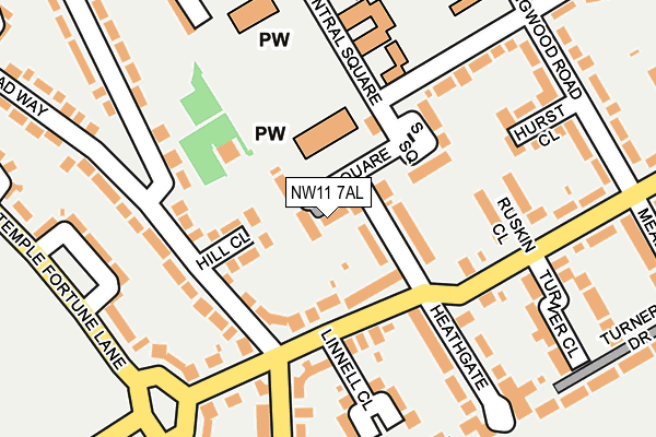 NW11 7AL map - OS OpenMap – Local (Ordnance Survey)
