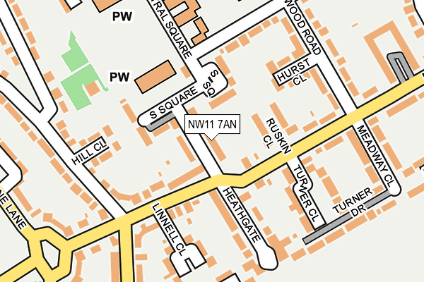 NW11 7AN map - OS OpenMap – Local (Ordnance Survey)