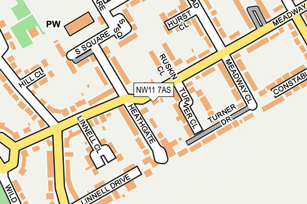 NW11 7AS map - OS OpenMap – Local (Ordnance Survey)