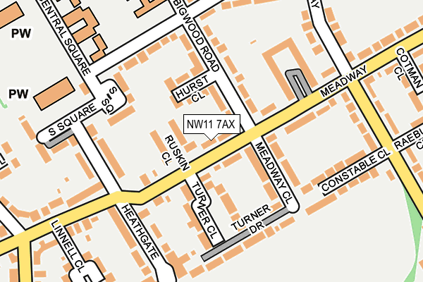 NW11 7AX map - OS OpenMap – Local (Ordnance Survey)