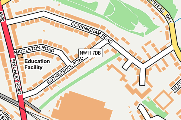 NW11 7DB map - OS OpenMap – Local (Ordnance Survey)
