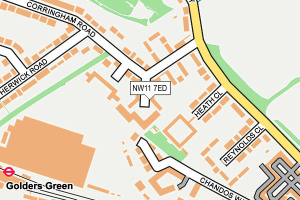 NW11 7ED map - OS OpenMap – Local (Ordnance Survey)