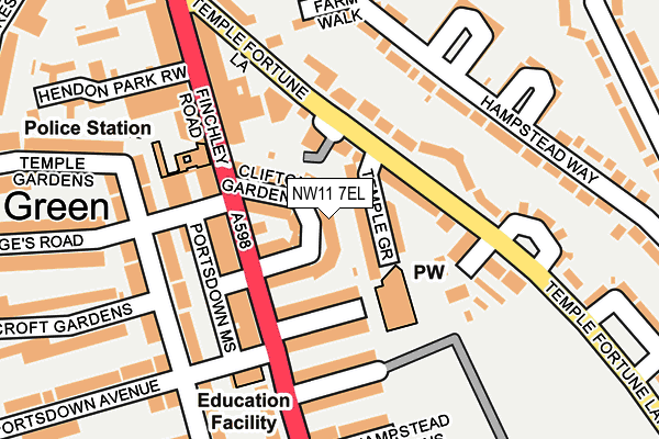 NW11 7EL map - OS OpenMap – Local (Ordnance Survey)