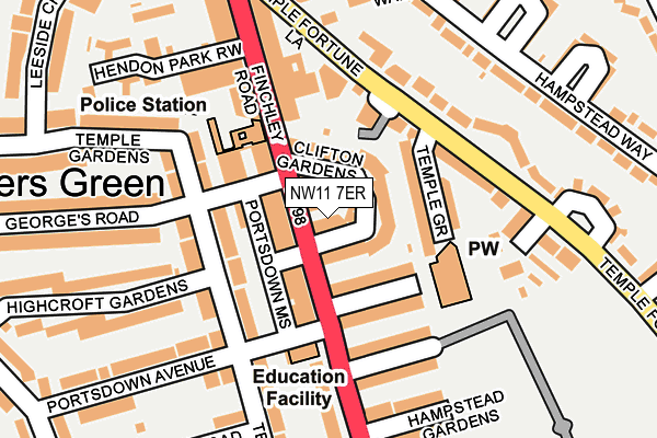 NW11 7ER map - OS OpenMap – Local (Ordnance Survey)