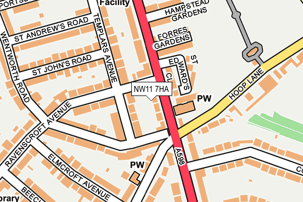 NW11 7HA map - OS OpenMap – Local (Ordnance Survey)