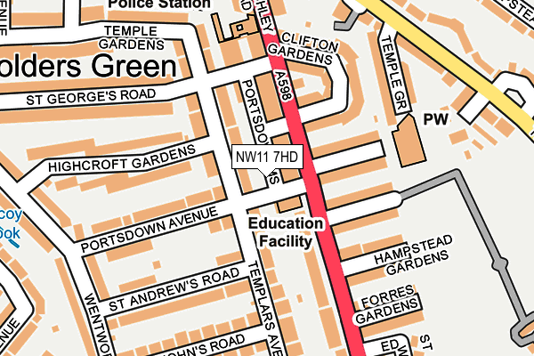 NW11 7HD map - OS OpenMap – Local (Ordnance Survey)