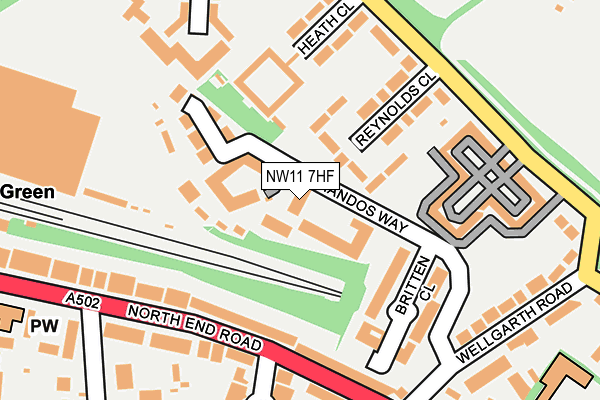 NW11 7HF map - OS OpenMap – Local (Ordnance Survey)