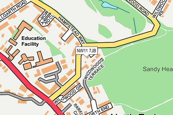 NW11 7JB map - OS OpenMap – Local (Ordnance Survey)