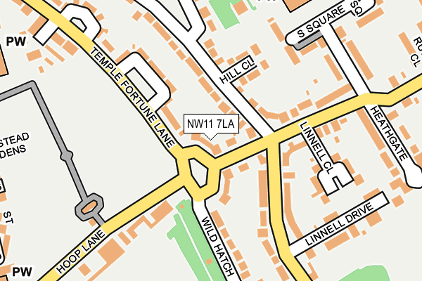 NW11 7LA map - OS OpenMap – Local (Ordnance Survey)