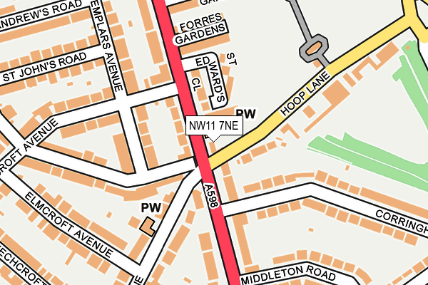 NW11 7NE map - OS OpenMap – Local (Ordnance Survey)