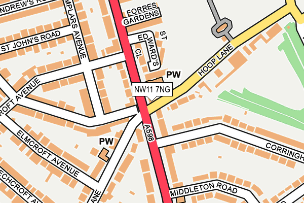 NW11 7NG map - OS OpenMap – Local (Ordnance Survey)