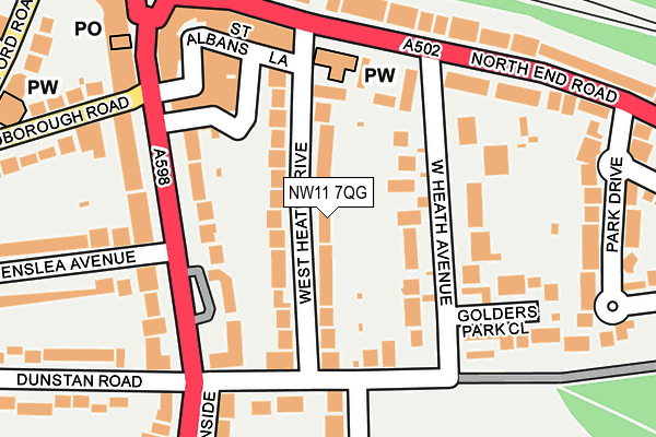 NW11 7QG map - OS OpenMap – Local (Ordnance Survey)